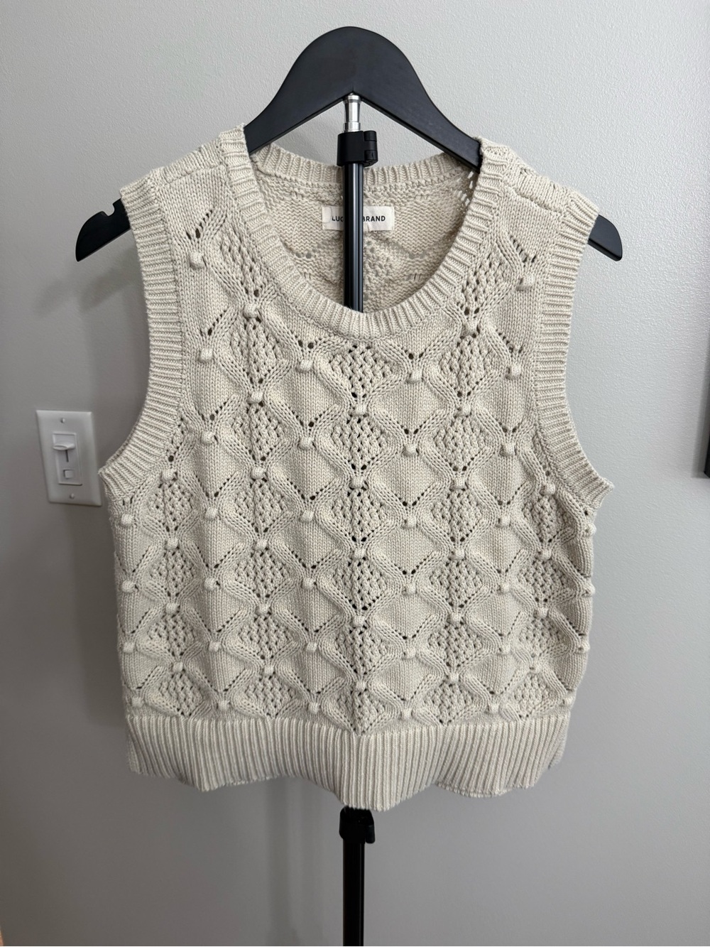Lucky Brand Cream Knit Sleeveless V-Neck Sweater Vest